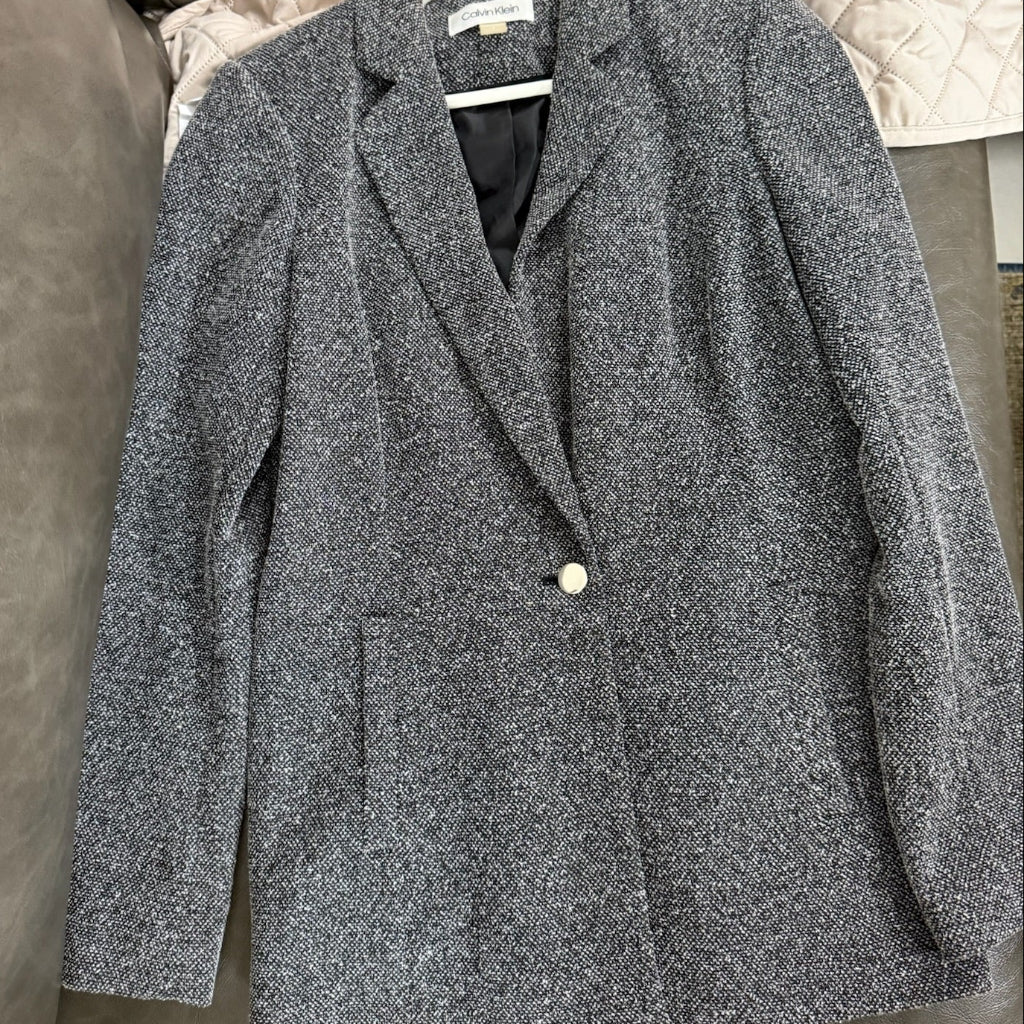 Calvin Klein Tweed Blazer in Grey