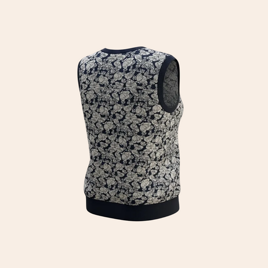Brooks Brothers Floral Jacquard Knit Shell Top in Navy