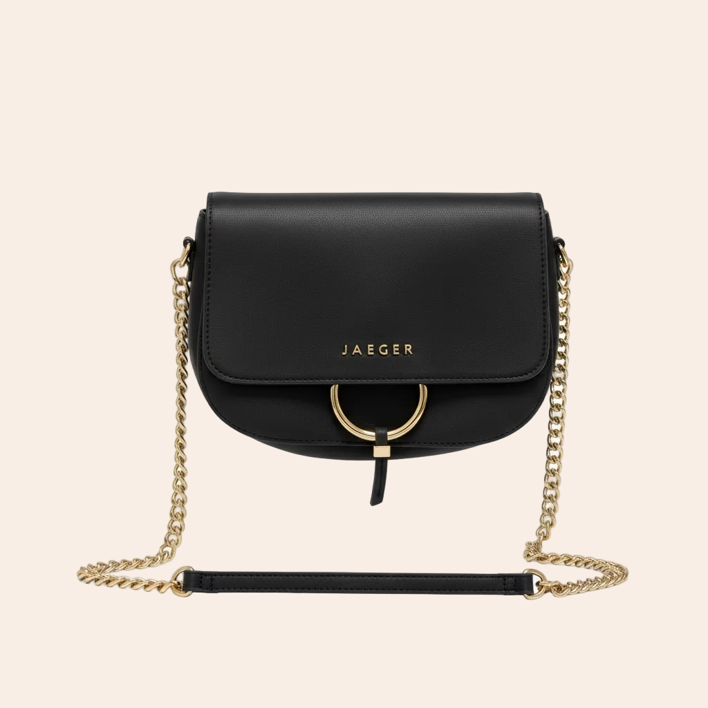Jaeger black leather handbag.