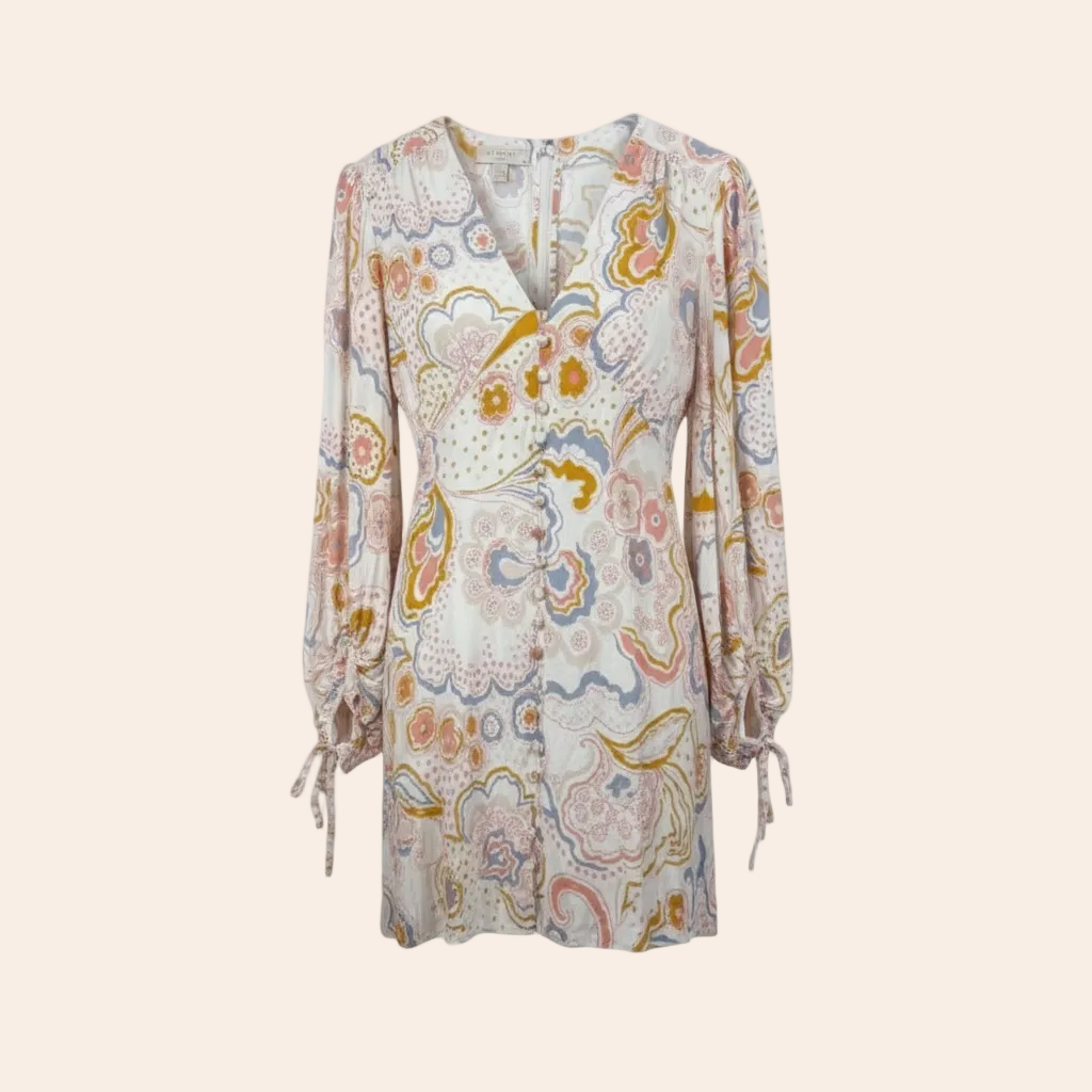 Ted Baker Thelia paisley print mini dress with exaggerated blouson sleeves