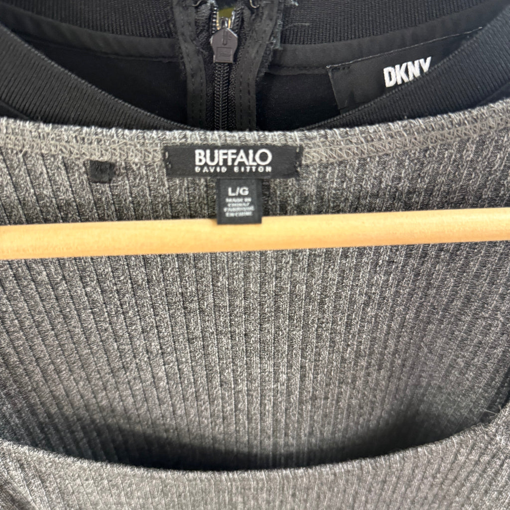 Buffalo David Bitton grey ribbed knit tops.