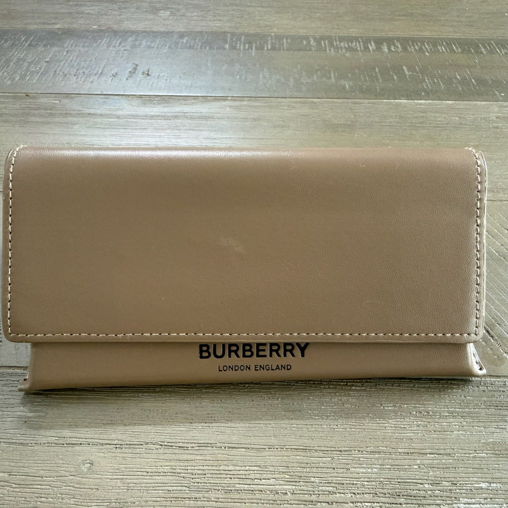 Burberry brown tinted hexagonal sunglasses with rose gold frames