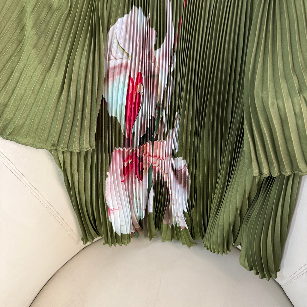 Ted Baker Liona pleated short sleeve blouse green colour
