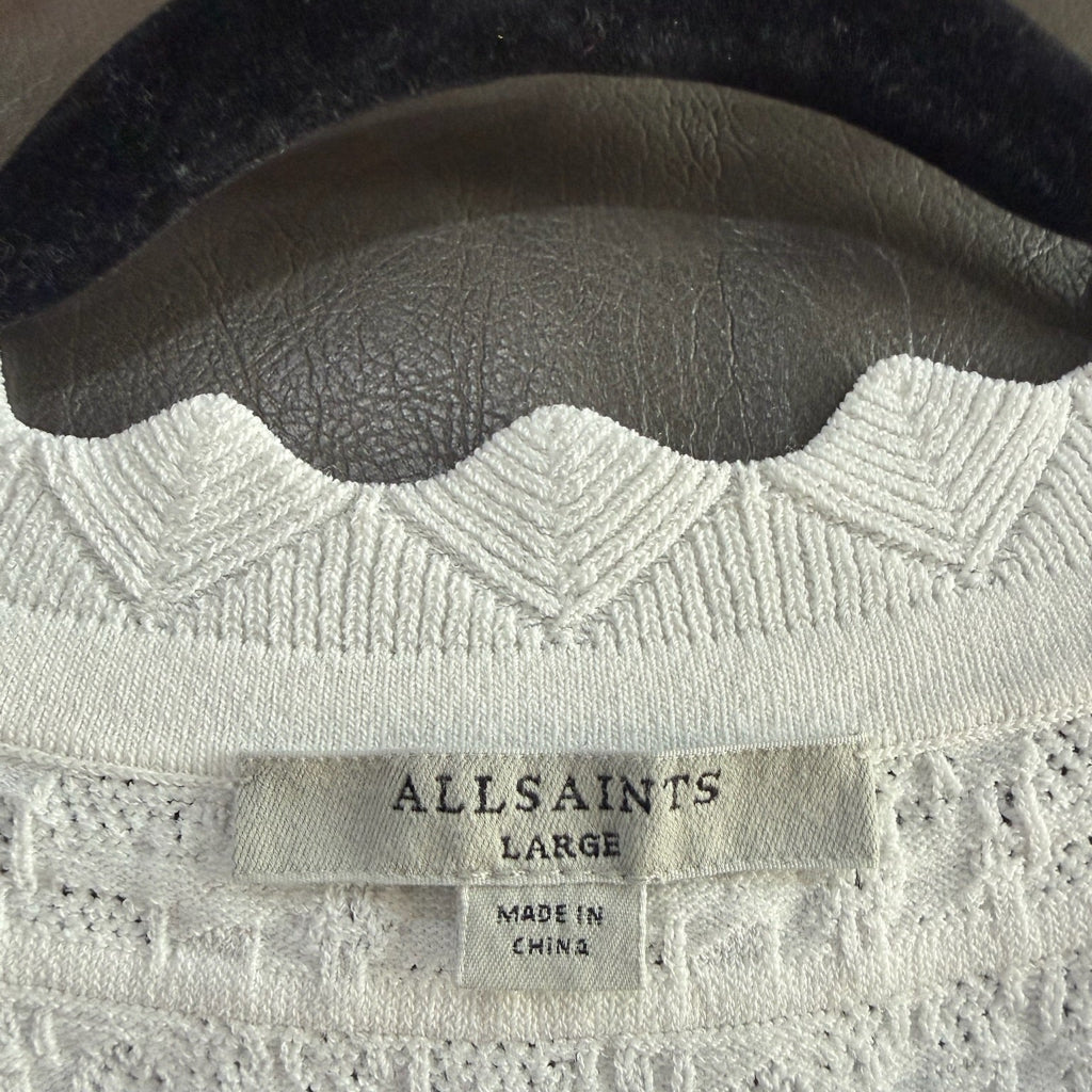 AllSaints Textured Knit Cap Sleeve Top in Cream