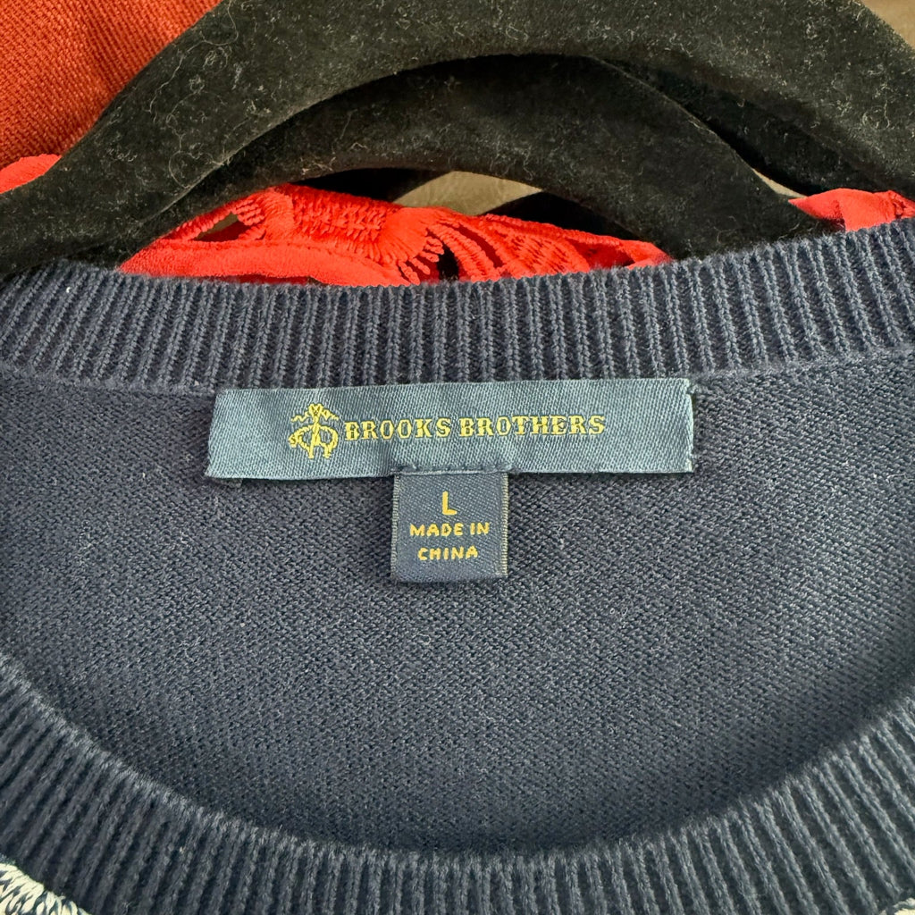Brooks Brothers Floral Jacquard Knit Shell Top in Navy