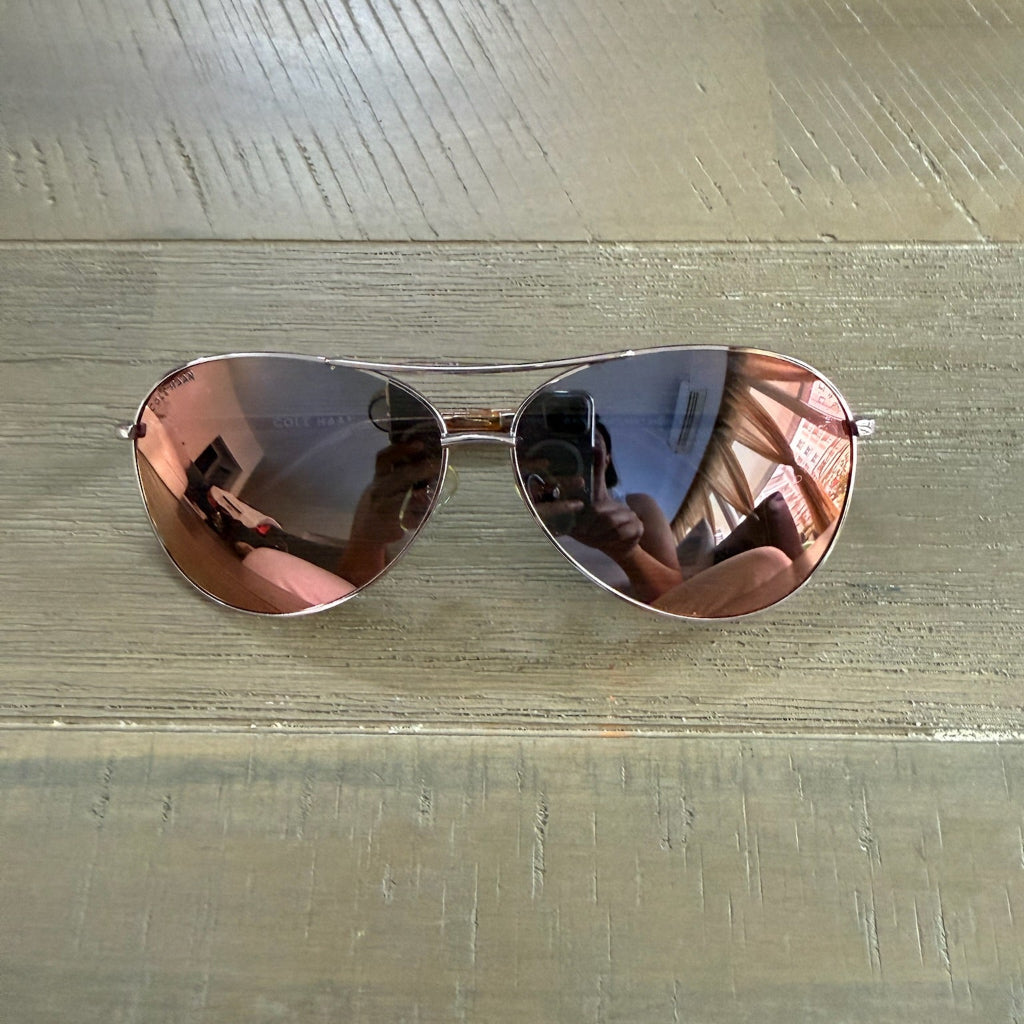Cole Haan Aviator Sunglasses — Rose Gold Mirror