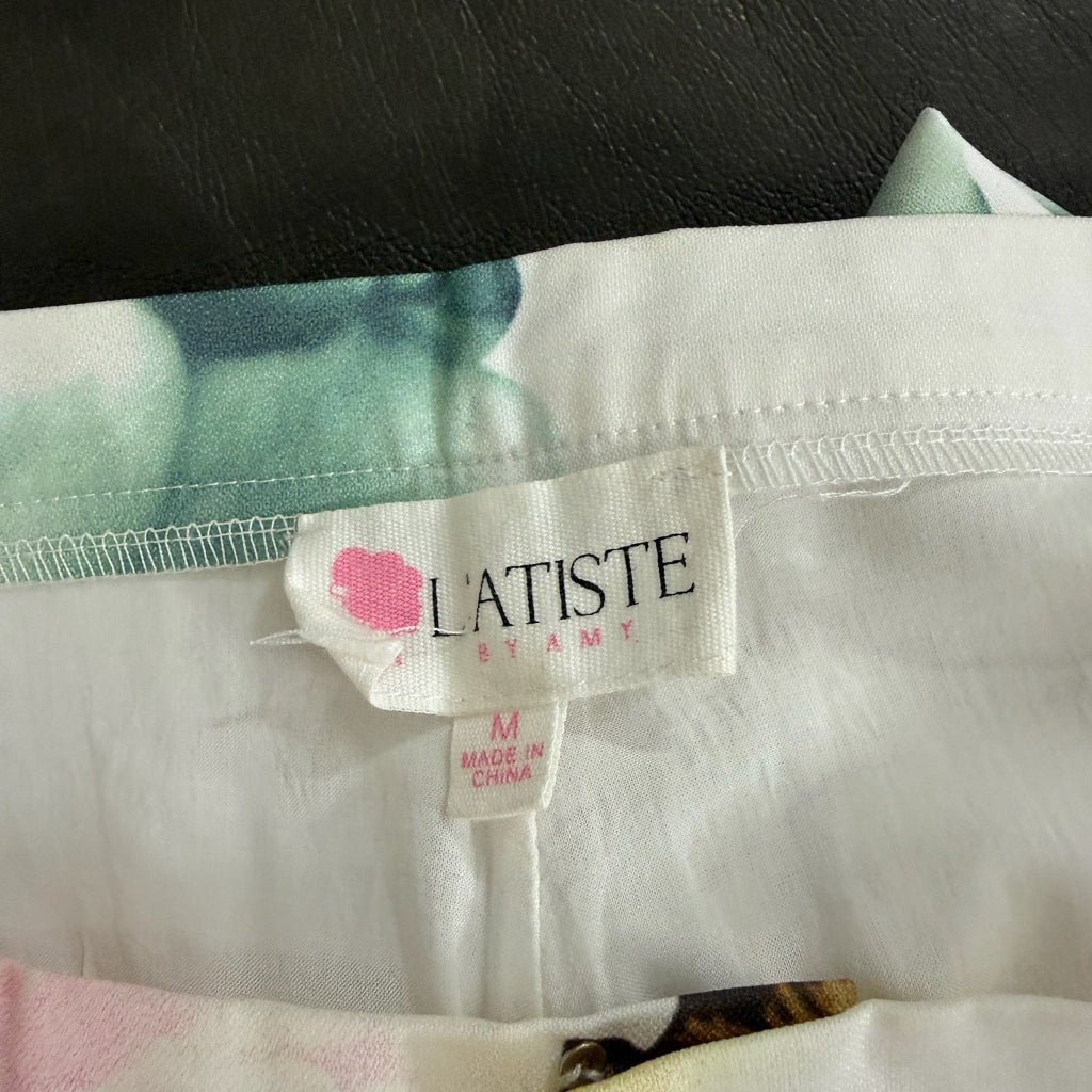 L'Atiste Floral Print Slim Cigarette Trousers