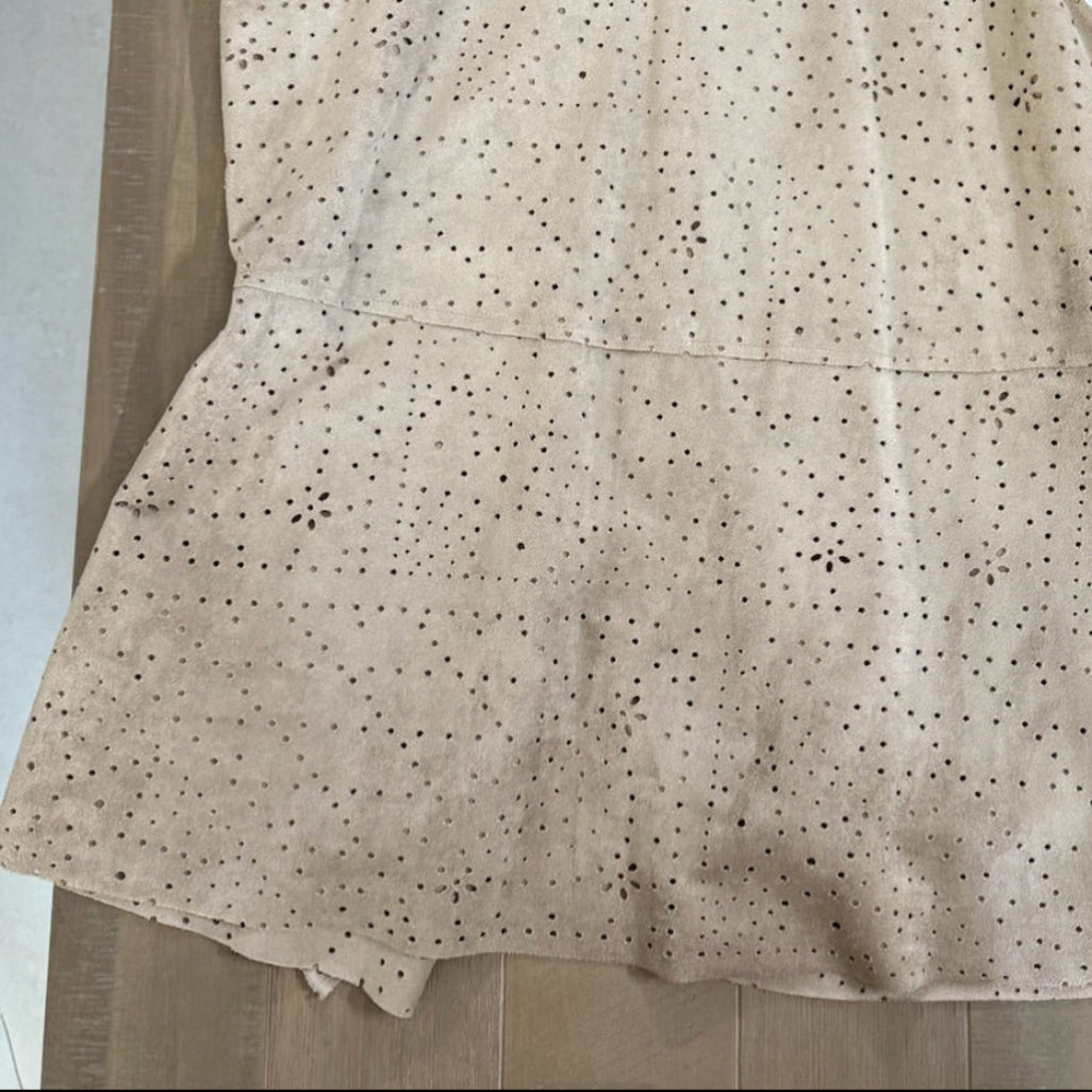 BCBGMaxAzria Cladiana Faux Suede Peplum Top