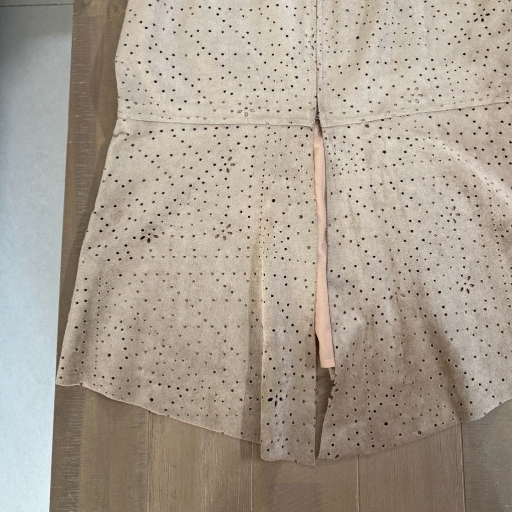 BCBGMaxAzria Cladiana Faux Suede Peplum Top