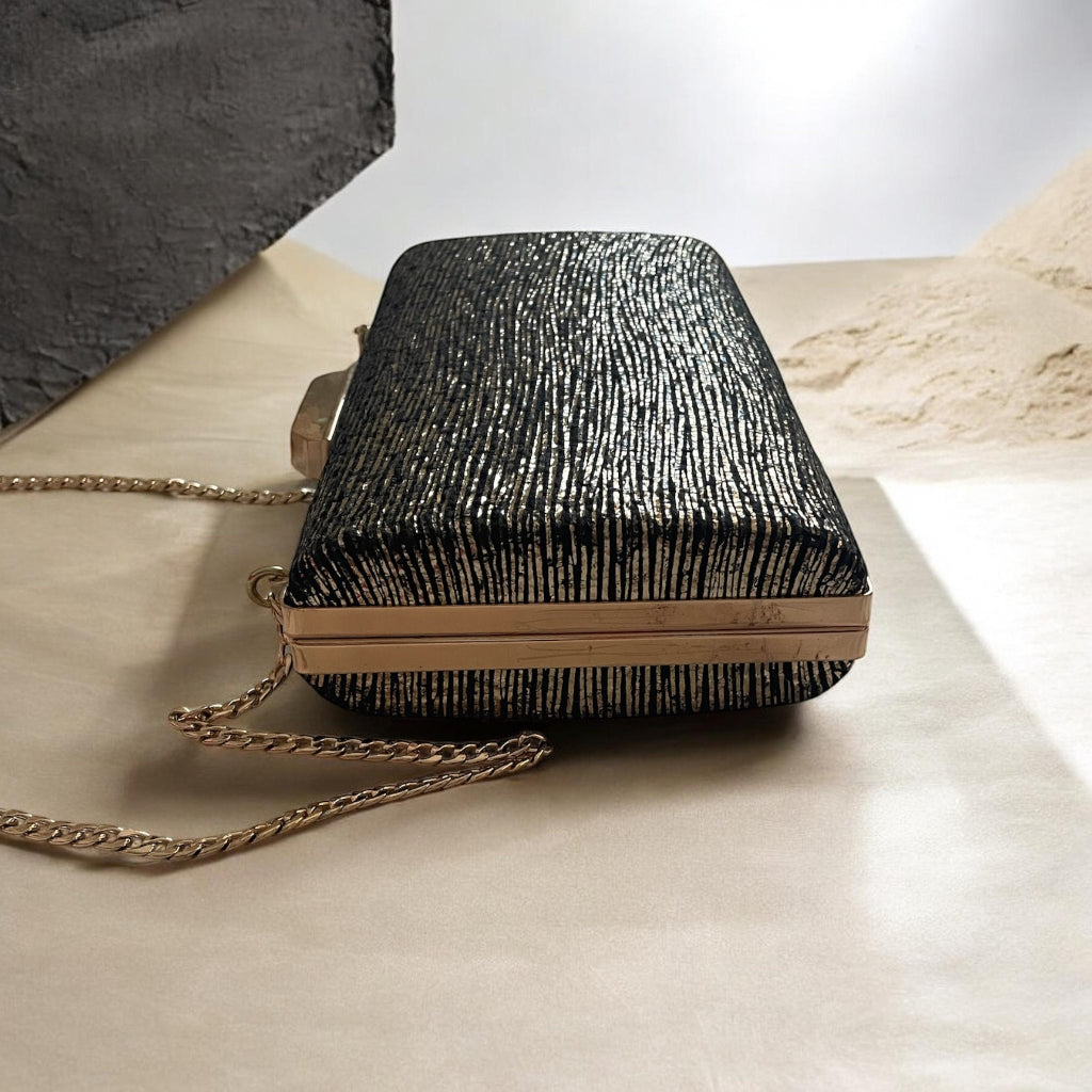 Dune London Metallic Textured Box Clutch Bag