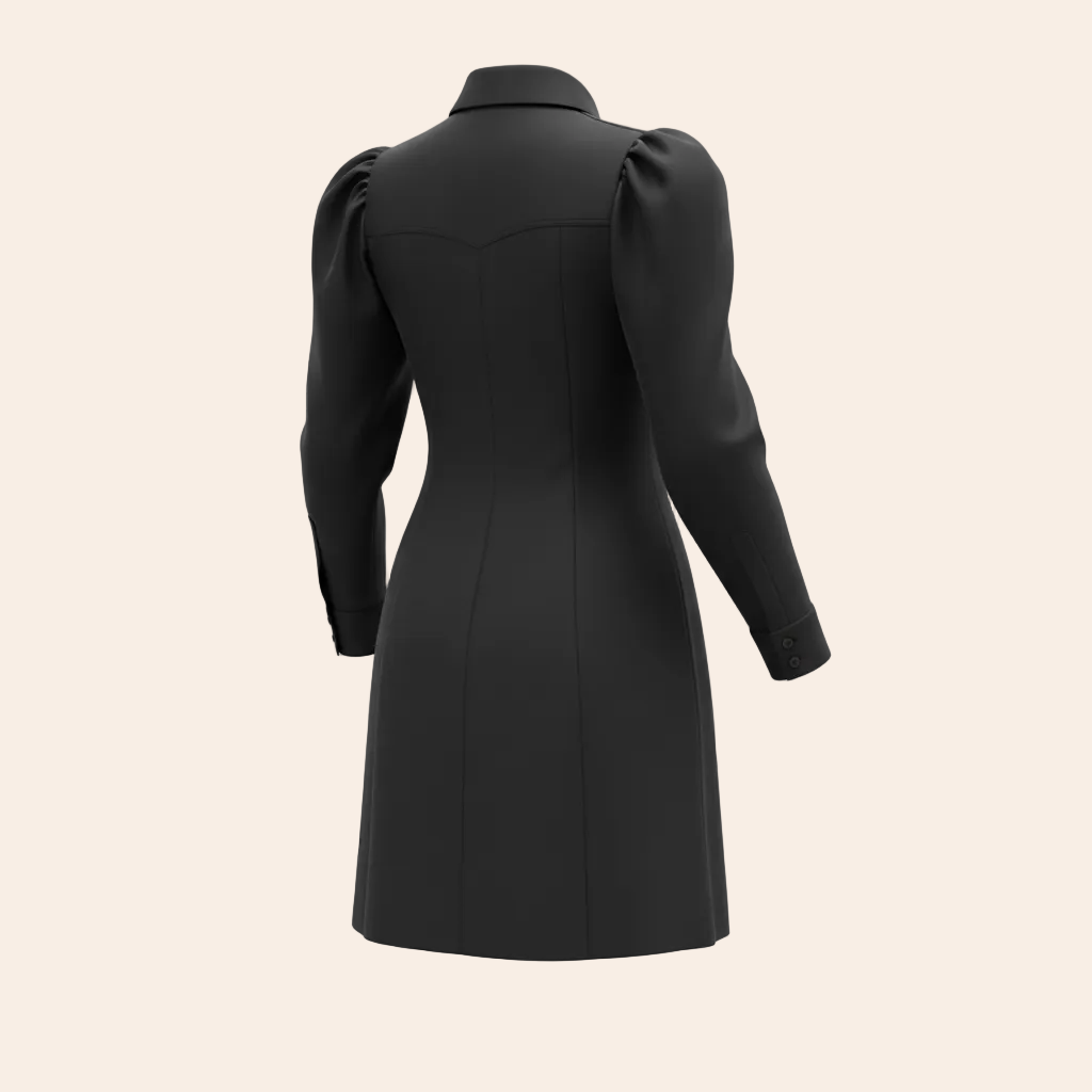 COS Puff Sleeve Shirt Mini Dress in Black