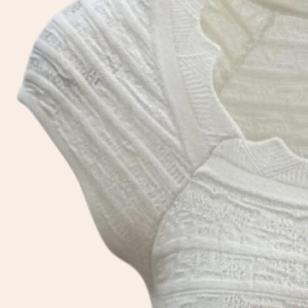 AllSaints Textured Knit Cap Sleeve Top in Cream