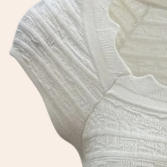 AllSaints Textured Knit Cap Sleeve Top in Cream