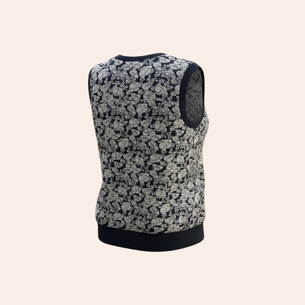 Brooks Brothers Floral Jacquard Knit Shell Top in Navy