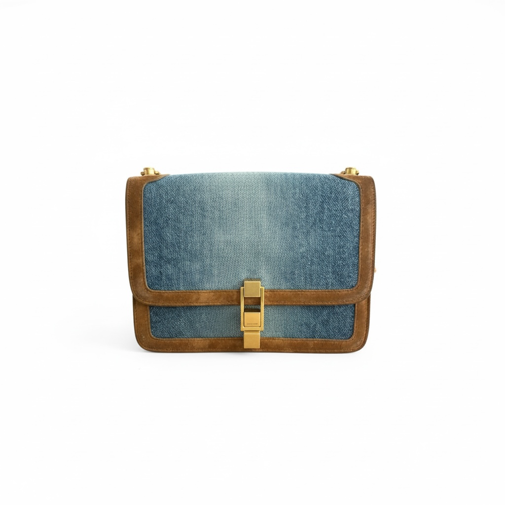 Saint Laurent distressed denim shoulder bag
