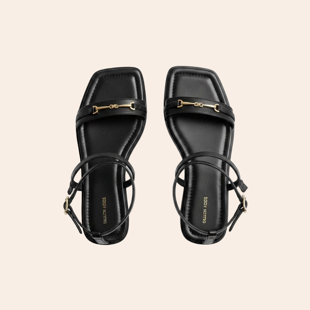 MK Logo Square-Toe Flat Sandals