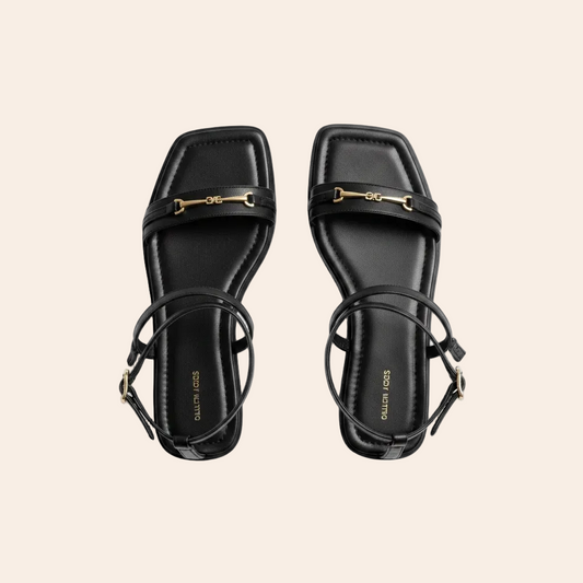 MK Logo Square-Toe Flat Sandals