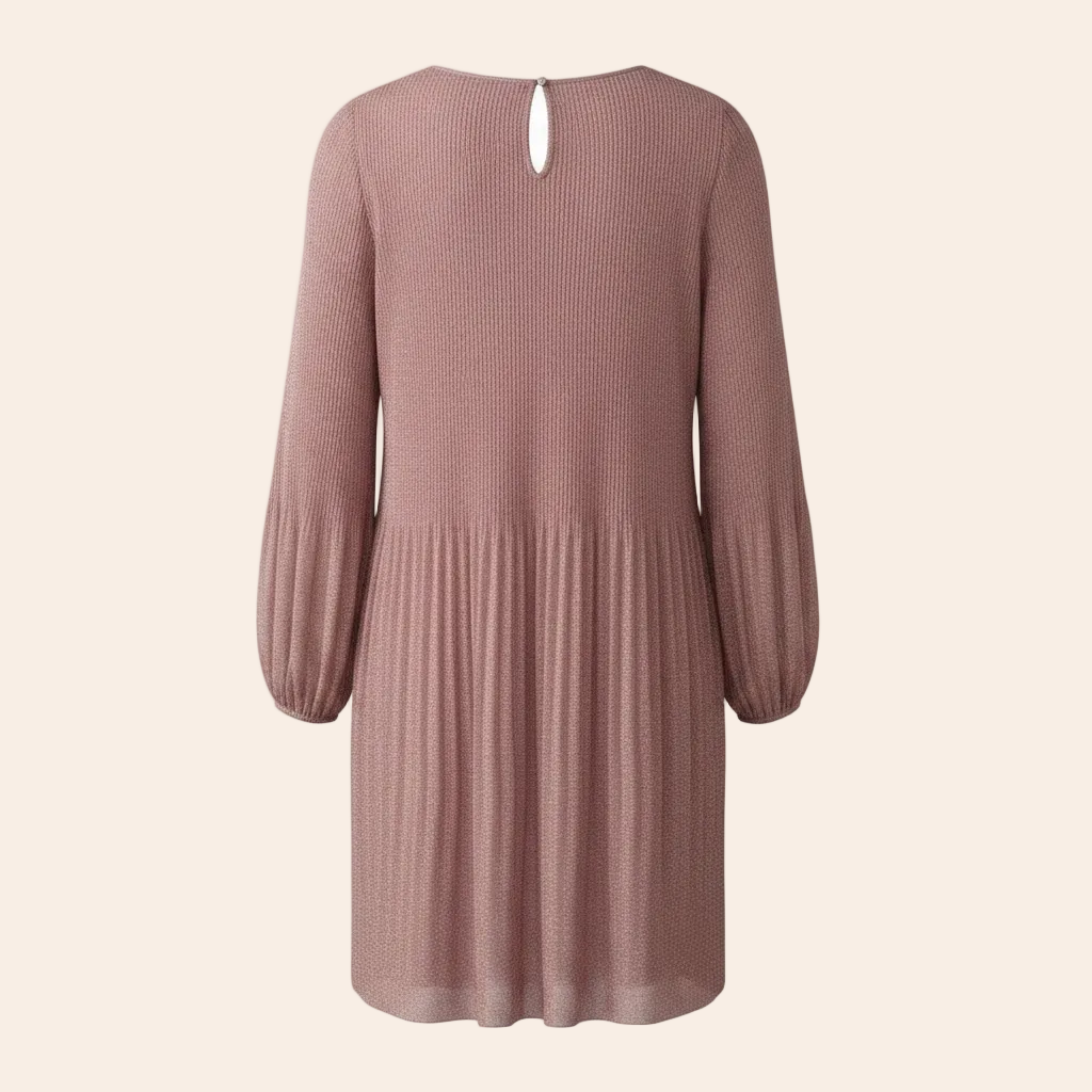 Wilfred Ribbed Pleated Mini Dress in Dusty Mauve