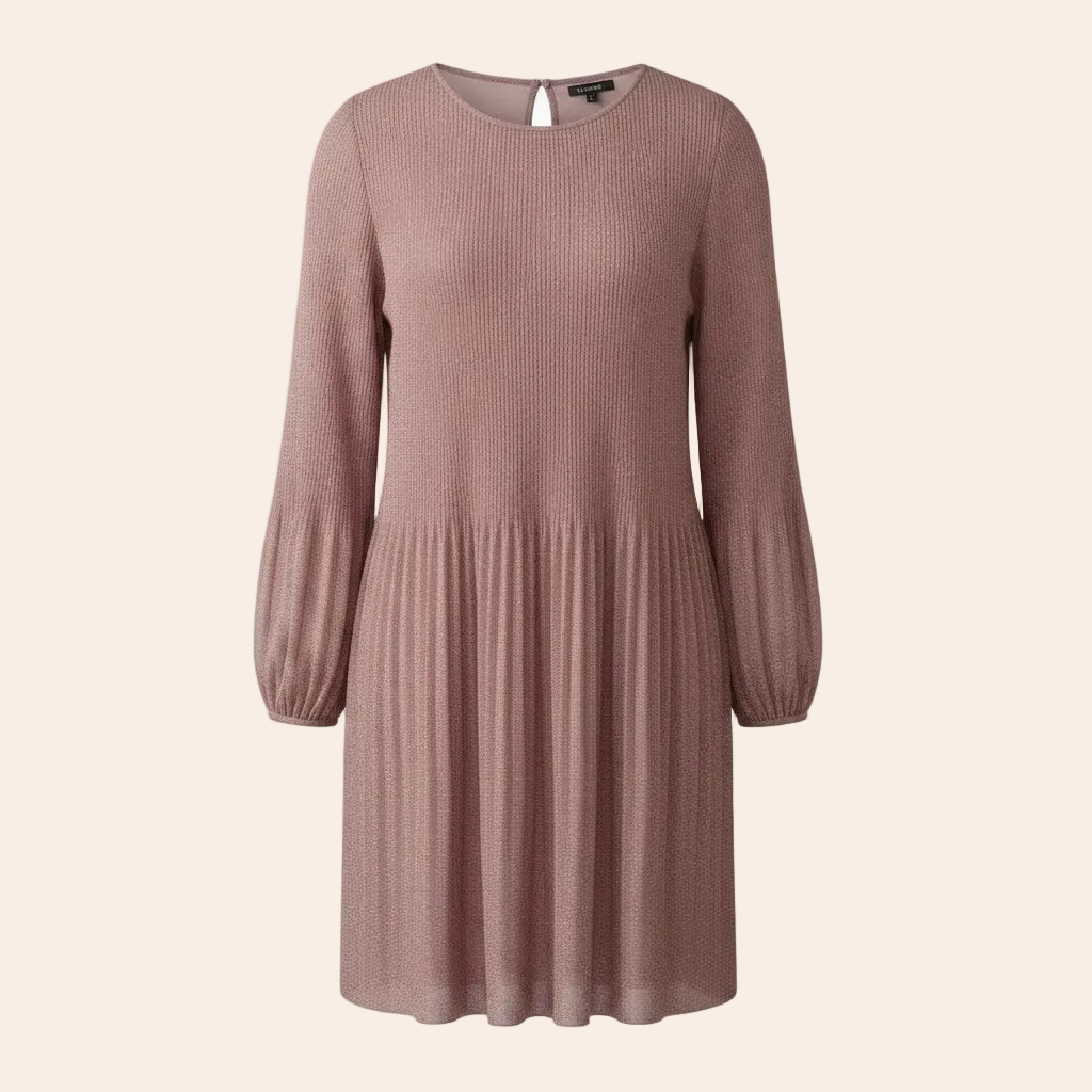 Wilfred Ribbed Pleated Mini Dress in Dusty Mauve