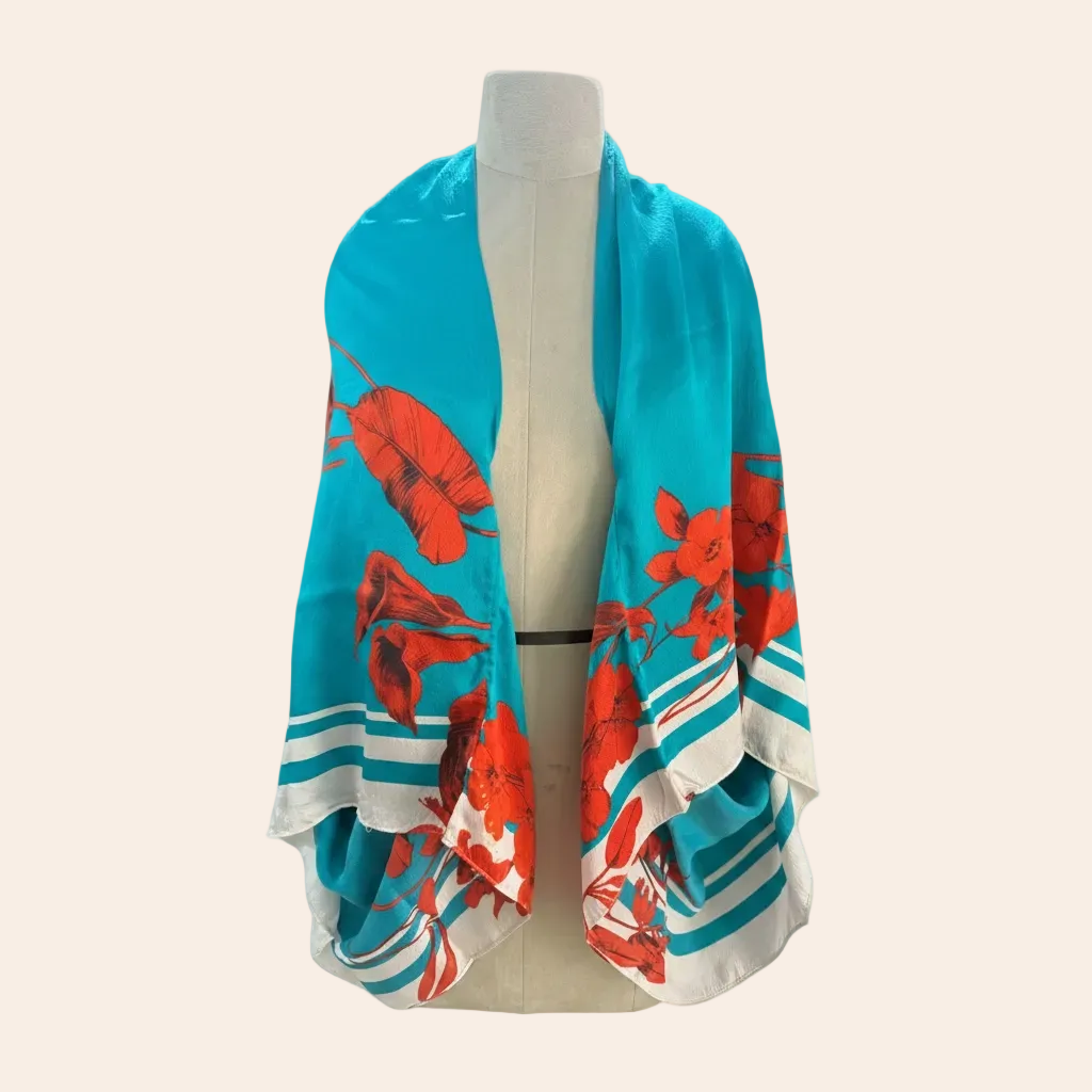 Floral Botanical Ted Baker Cape Wrap in Vibrant Teal