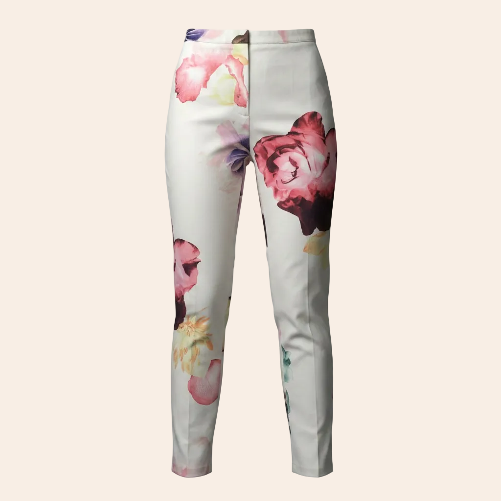 L'Atiste Floral Print Slim Cigarette Trousers