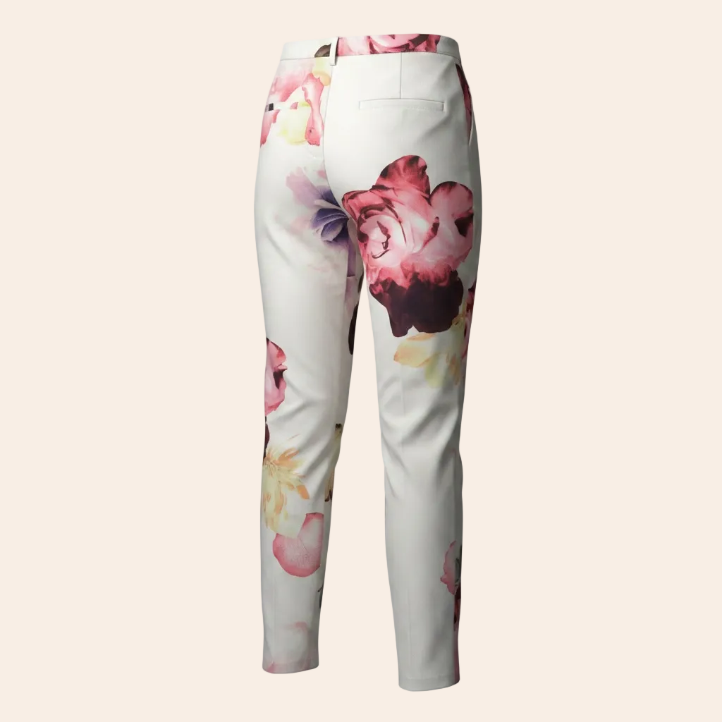L'Atiste Floral Print Slim Cigarette Trousers