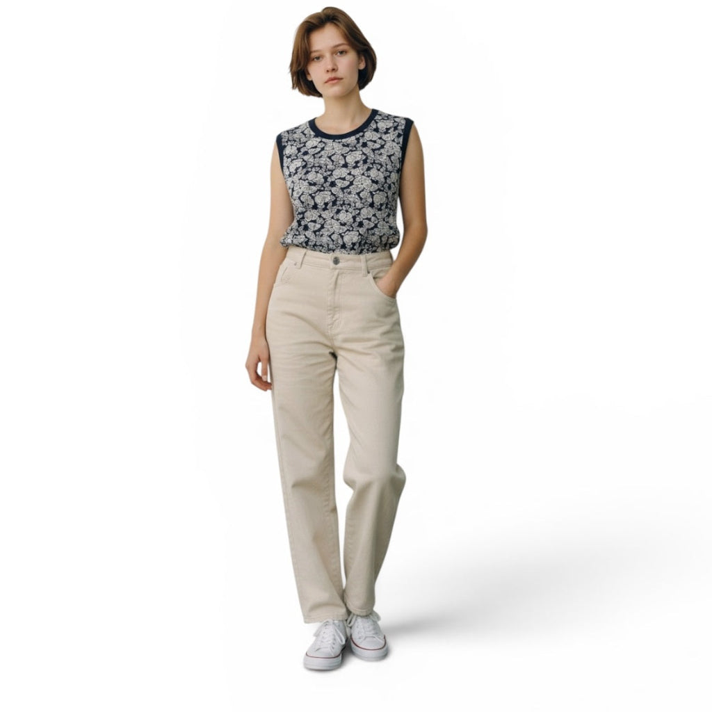 Brooks Brothers Floral Jacquard Knit Shell Top in Navy