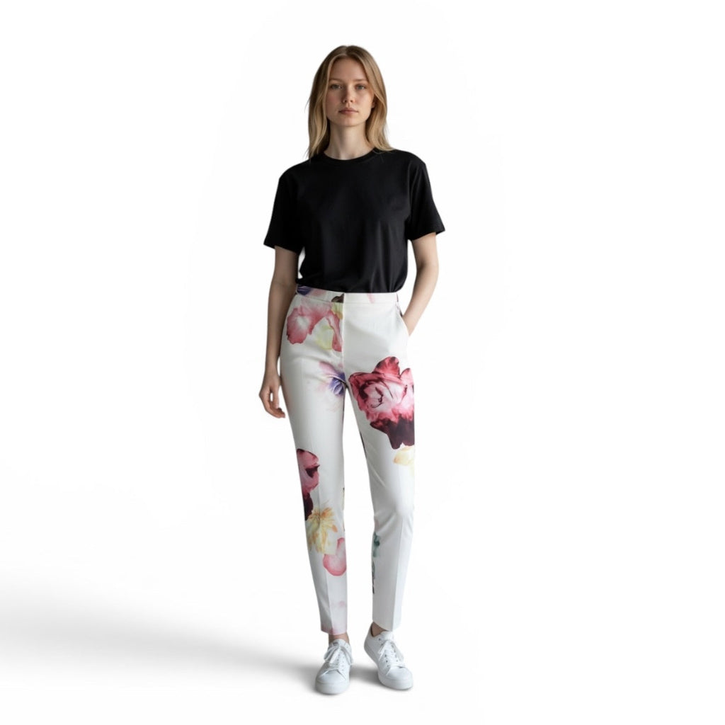 L'Atiste Floral Print Slim Cigarette Trousers