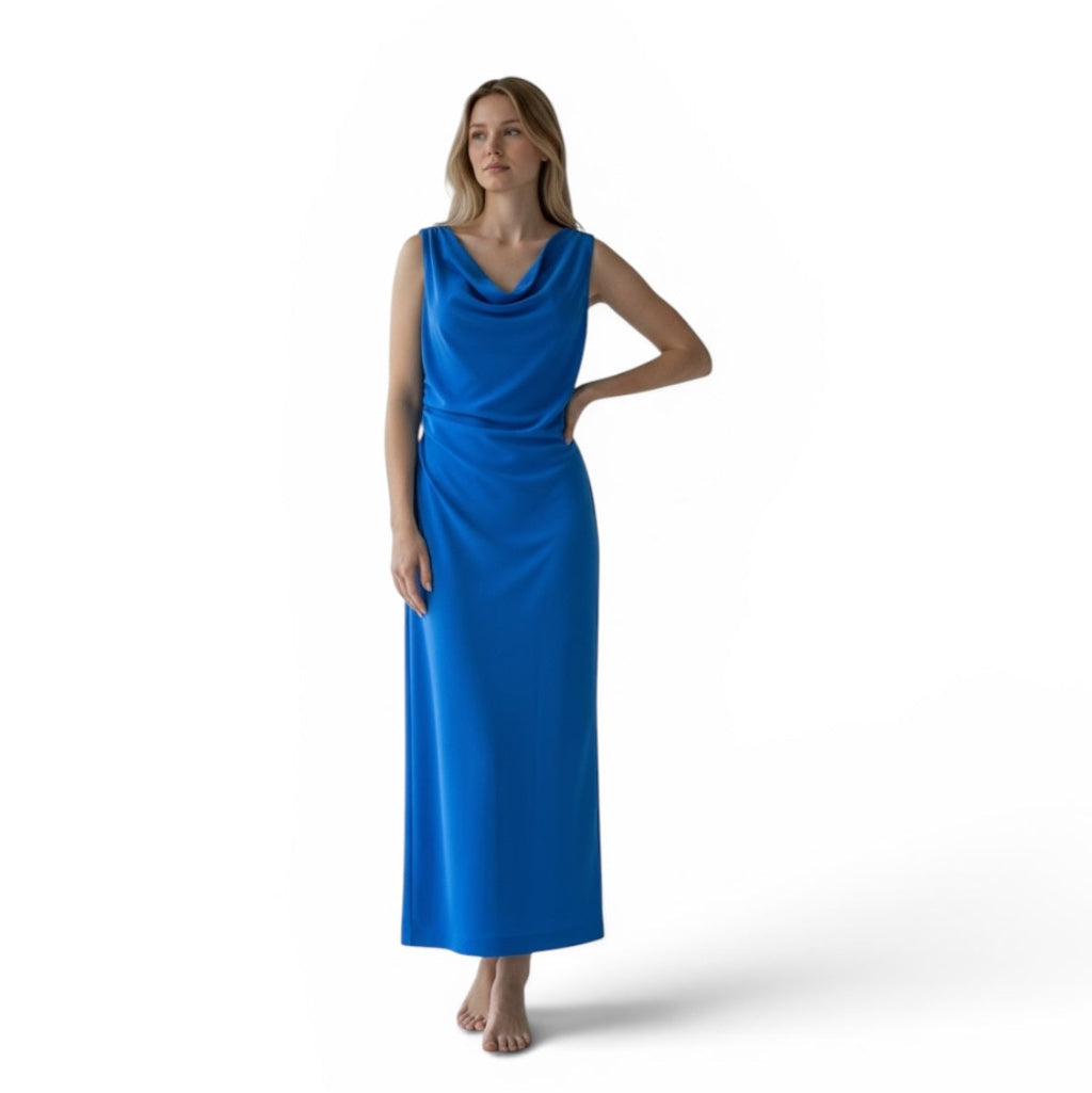 Preloved Ever New cobalt blue cowl neck ruched midi dress