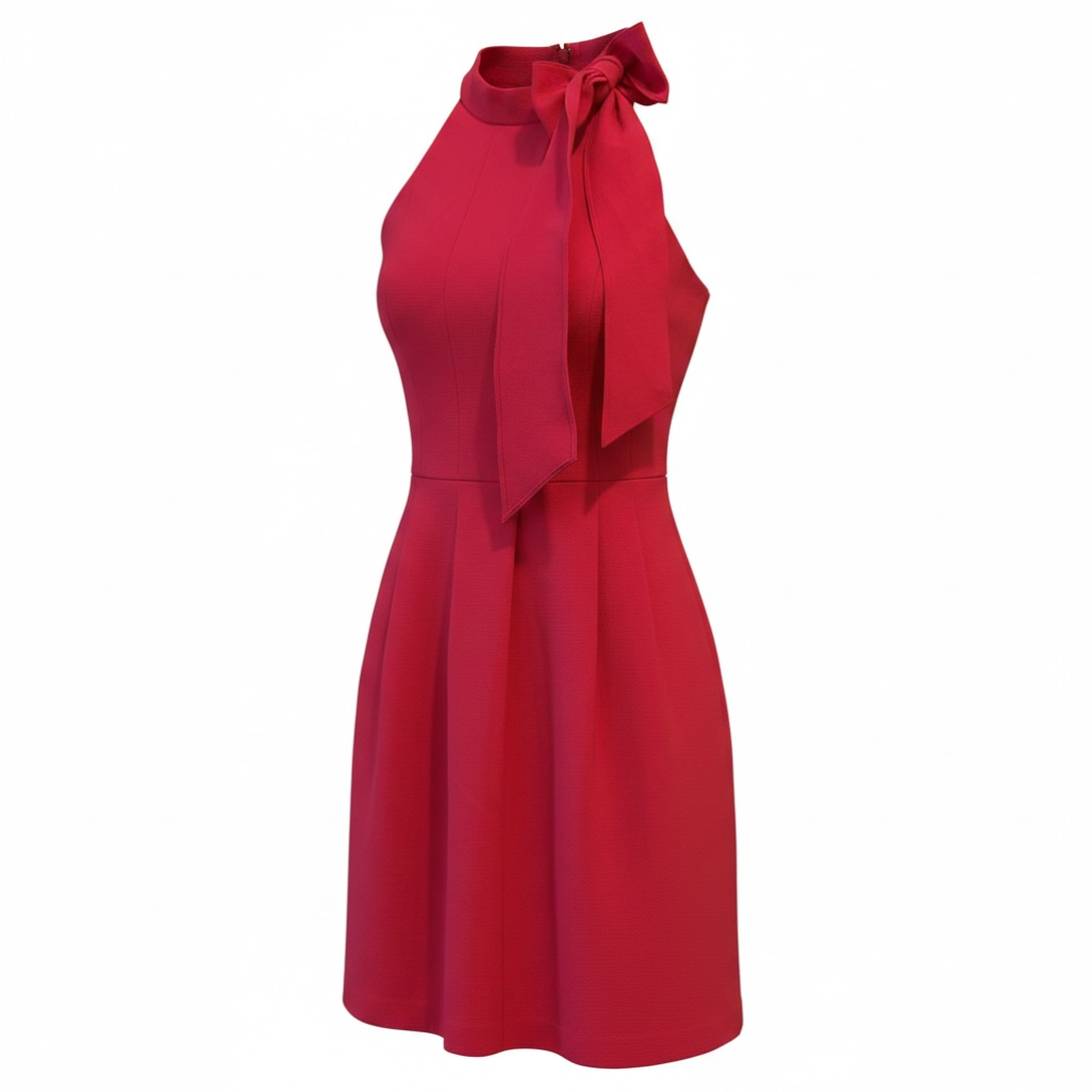 Vince Camuto Bow-Neck Halter Dress in Coral