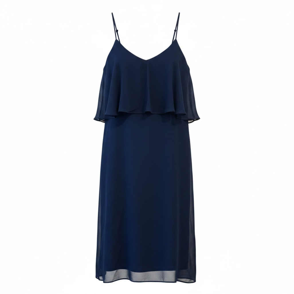 BCBGMaxAzria Chiffon Ruffle Midi Dress in Black